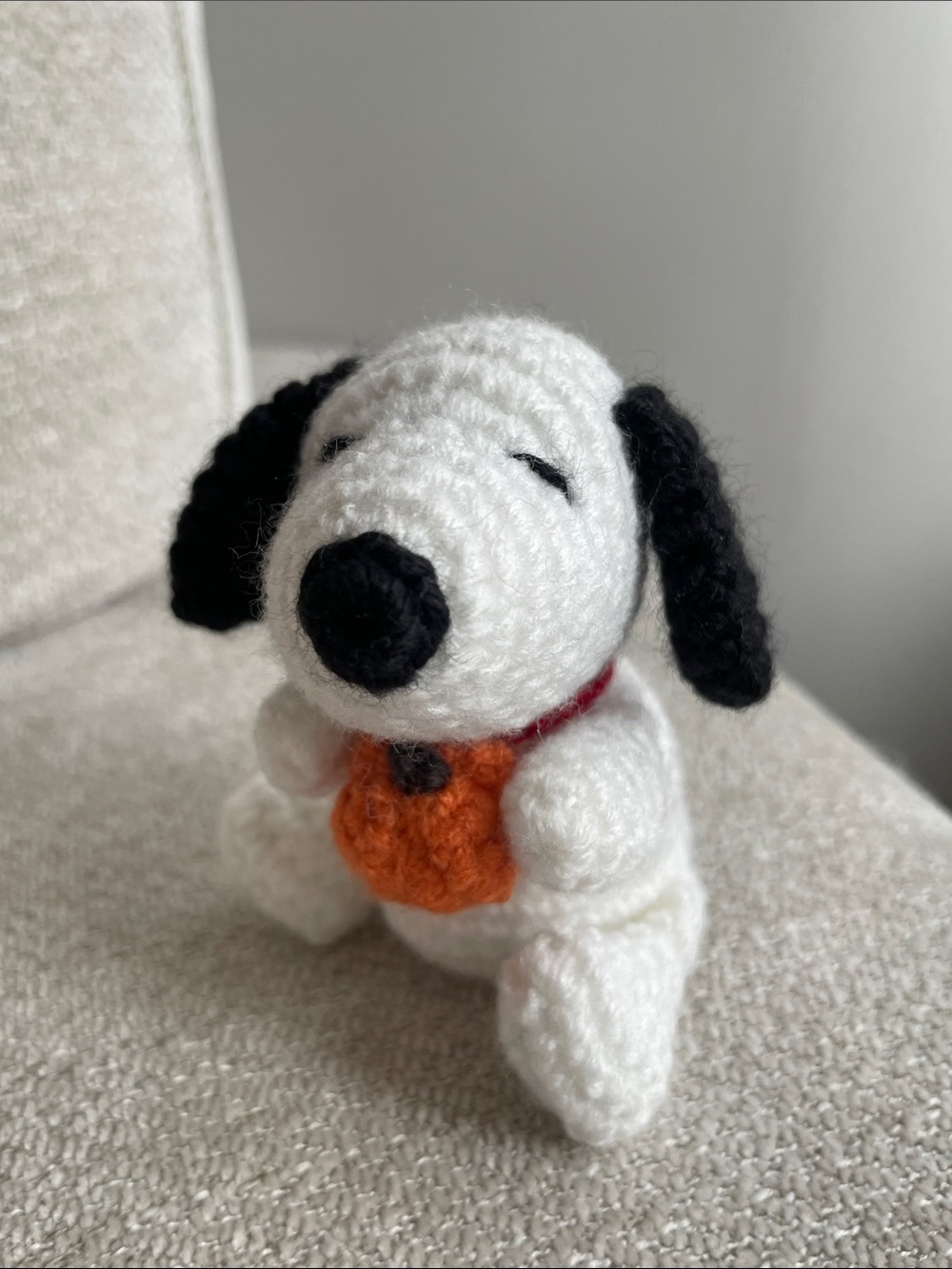 Crochet Snoopy with a Pumpkin - Handmade